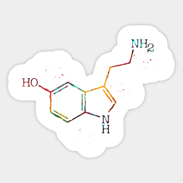 Serotonin Molecule Sticker by erzebeth